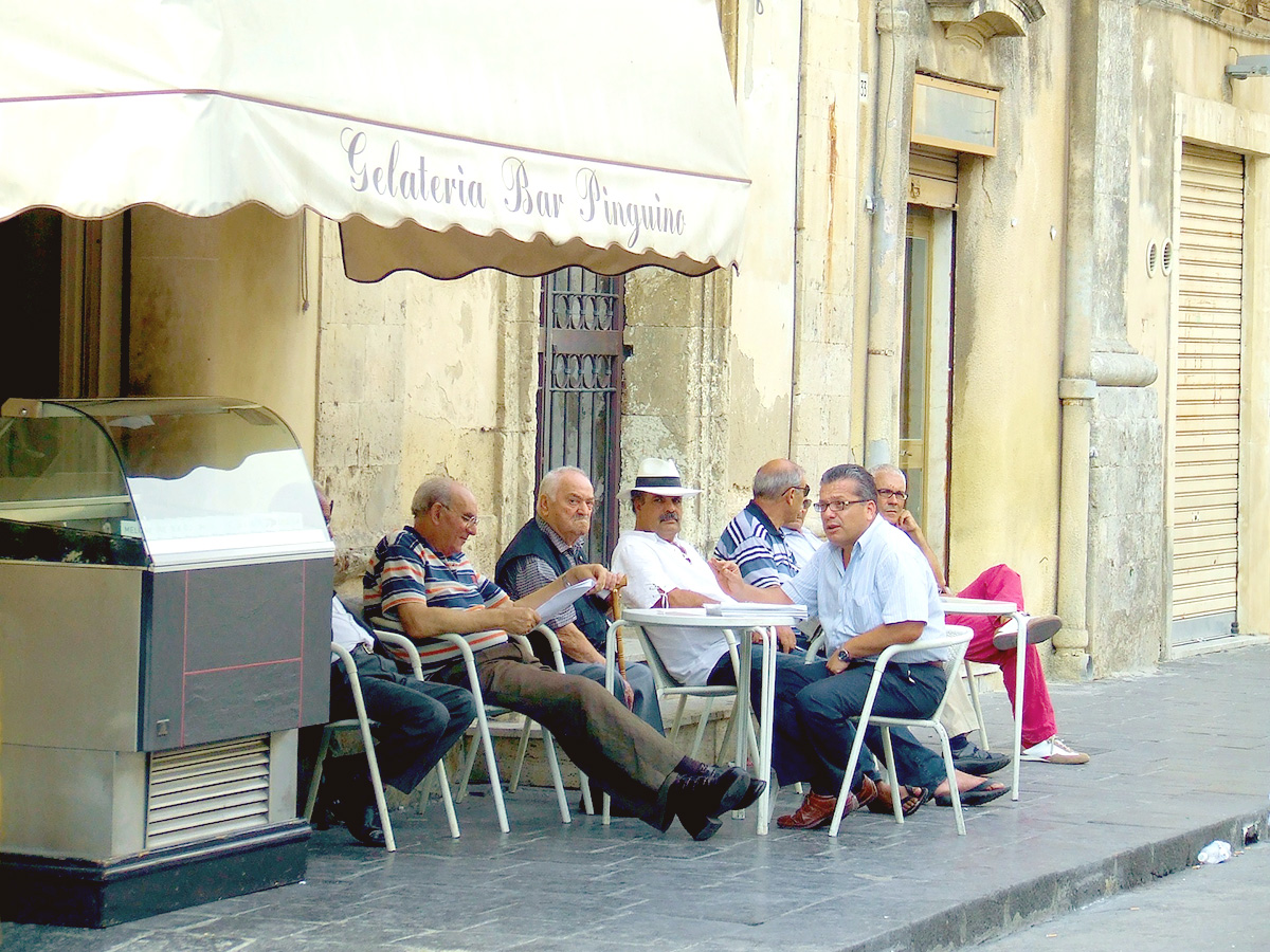 バール、おじいさん、お茶、カフェ、イタリア、街角