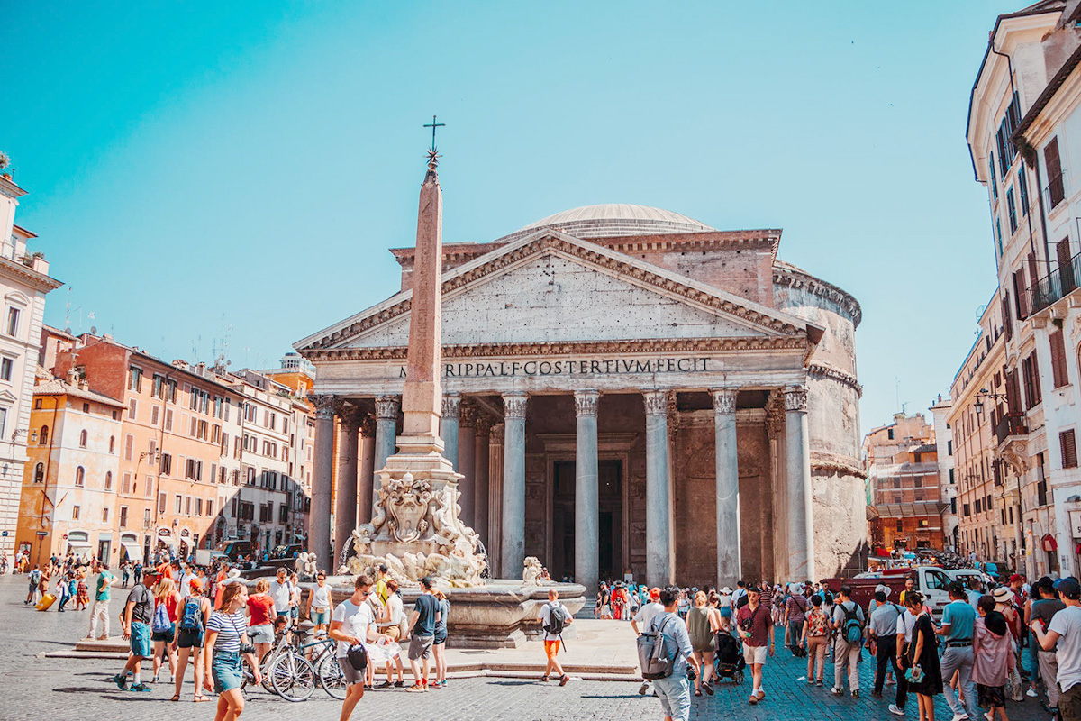 パンテオン、ローマ、観光客、イタリア観光
