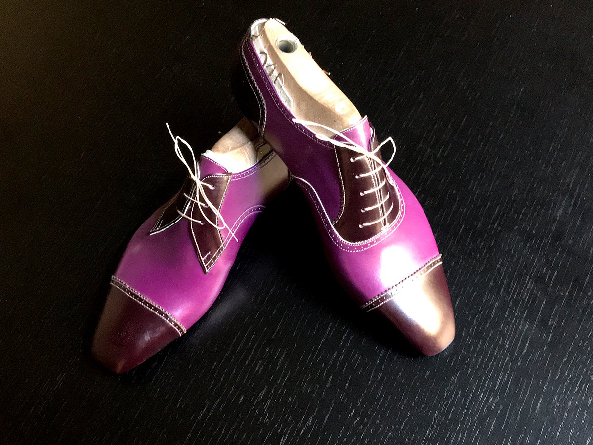 靴制作　生徒作品　紫の靴