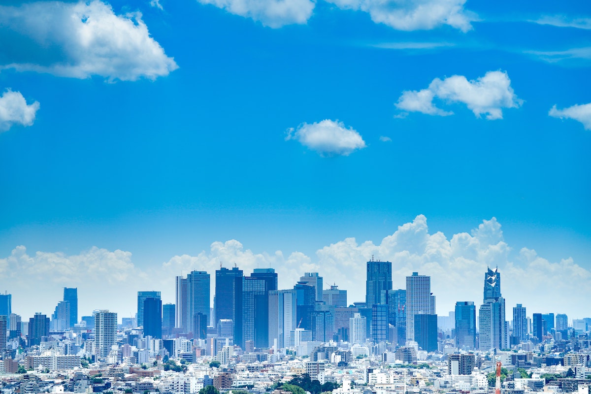 東京、街並み、高層ビル群、日本