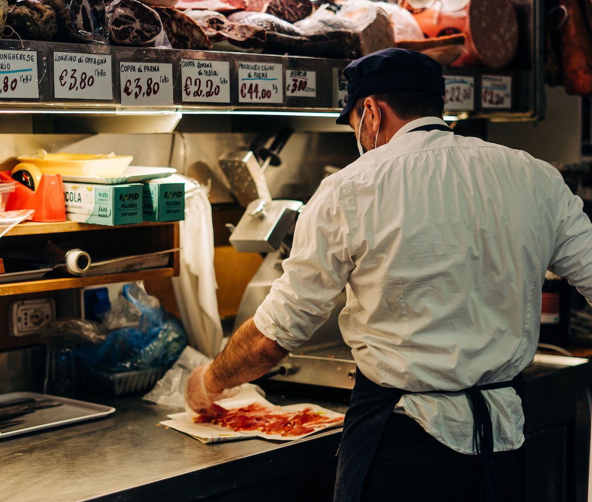 肉屋、イタリア市場、イタリア風景、イタリア