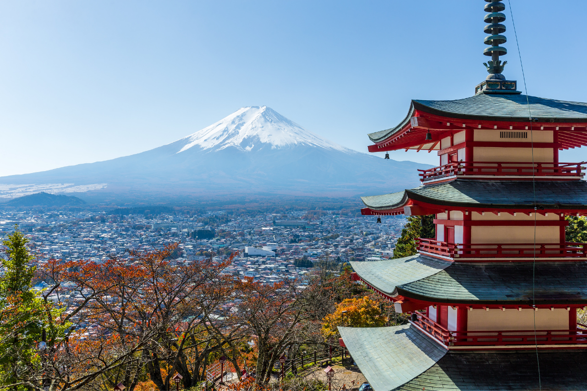 日本、富士山、五重塔