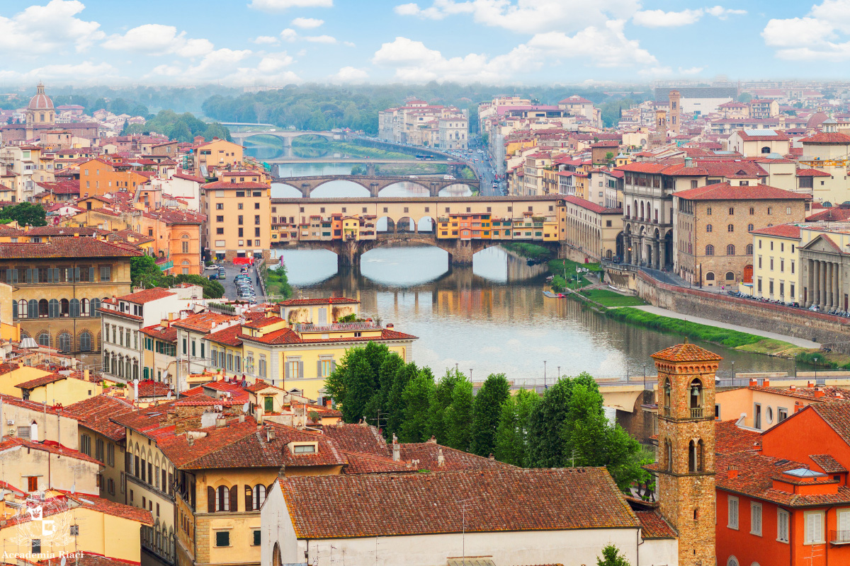 フィレンツェ　アルノ河とベッキオ橋　イタリア語の相づち